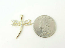 Load image into Gallery viewer, New 14k yellow Gold dragonfly Pendant gift cubic zirconia fine jewelry 1.6g

