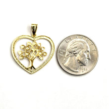 Load image into Gallery viewer, 14k Tri Color gold Heart tree of life lucky pendant charm fine gift for her 2.2g
