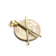 Load image into Gallery viewer, New 14k yellow Gold solid 3D Drumsticks Pendant Gift music fine jewelry 1.9g
