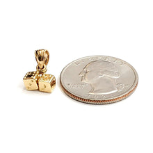 Load image into Gallery viewer, 14k yellow Gold tiny 3D double dice Pendant charm gamble Vegas fine jewelry 1.9g
