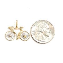 Load image into Gallery viewer, 14k Gold bicycle Pendant charm double sided sport biker gift fine jewelry 1.5g
