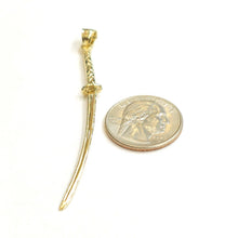 Load image into Gallery viewer, 14k yellow Gold 3D Katana Japanese Samurai sword Martial Art Pendant gift 3.2g
