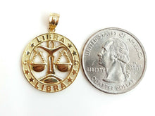 Load image into Gallery viewer, New 14k yellow Gold libra zodiac sign round Pendant charm fine gift jewelry 2.6g
