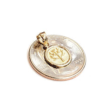 Load image into Gallery viewer, New 14k yellow Gold tiny round seven wishes Long Life Pendant charm jewelry 1.2g

