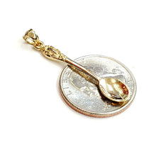 Load image into Gallery viewer, New 14k yellow Gold solid 3D spoon Pendant charm gift fine jewelry 1.8g
