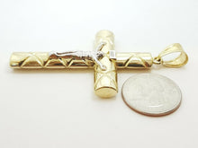 Load image into Gallery viewer, 10k gold two-tone INRI hollow cross pendant with jesus fine gift jewelry 6.1g
