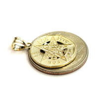 Load image into Gallery viewer, 14k yellow Gold 0.73" Round Tetragrammaton Protection Pendant Fine jewelry 2.1g
