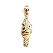 Load image into Gallery viewer, 14k yellow Gold ice cream cone summer pastry Pendant charm fine jewelry 1.4g
