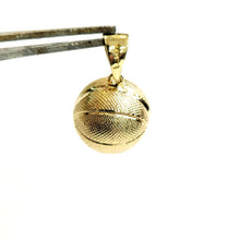 Load image into Gallery viewer, 14k yellow Gold basketball 3D ball Pendant charm fine sport jewelry unisex 3.1g

