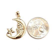Load image into Gallery viewer, New 14k yellow gold moon and star pendant charm astronomy gift fine jewelry 2.7g
