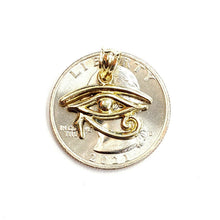 Load image into Gallery viewer, 10k yellow Gold Egyptian eye of Horus protection Pendant fine jewelry 1g

