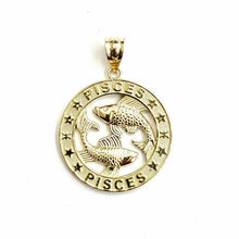 Load image into Gallery viewer, 14k yellow Gold round Pisces fish zodiac Pendant charm fine jewelry unisex 2.8g
