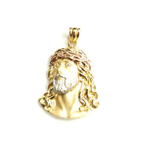 Load image into Gallery viewer, 14k multi color gold jesus face head pendant charm religious fine jewelry 2.7g
