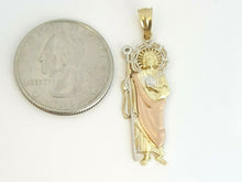 Load image into Gallery viewer, 14k tri color gold saint Jude juda pendant charm cubic zirconia jewelry 2.2g
