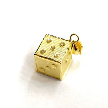 Load image into Gallery viewer, 10k yellow Gold 3D dice Pendant charm gamble Vegas gift sport fine jewelry 6.6g
