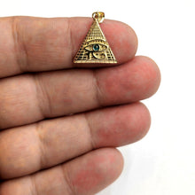 Load image into Gallery viewer, 14k yellow solid Gold Egyptian pyramid eye of Horus Pendant fine jewelry 1.6g
