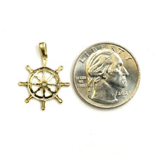 Load image into Gallery viewer, New 14k Two Tone Gold tiny Boat Wheel Nautical Sailor Pendant fine jewelry 1g
