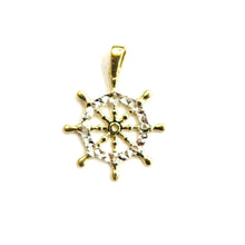 Load image into Gallery viewer, New 14k Two Tone Gold tiny Boat Wheel Nautical Sailor Pendant fine jewelry 1g
