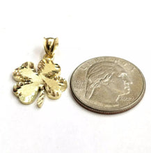 Load image into Gallery viewer, New 10k yellow Gold clover leaf lucky Pendant fine gift jewelry diamond cut 2g
