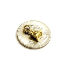Load image into Gallery viewer, New 14k yellow gold Solid Tiny 3D Bell pendant charm Gift fine jewelry 1.9g
