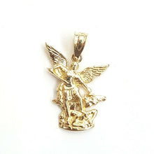Load image into Gallery viewer, New 14k yellow gold saint Michael pendant charm fine religious gift jewelry 1.2g
