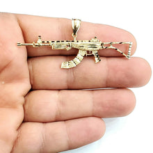Load image into Gallery viewer, 14k yellow Gold AK-47 machine gun military rifle Pendant charm fine gift 3.8g
