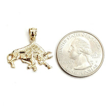 Load image into Gallery viewer, 14k yellow solid Gold taurus bull zodiac Pendant charm fine gift jewelry 2.2g
