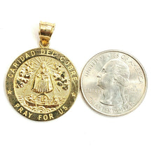 Load image into Gallery viewer, 10k yellow gold round virgin Caridad del cobre pendant religious gift 1.05" 4.4g
