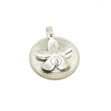 Load image into Gallery viewer, New 14k white Gold Hawaiian flower pendant cubic zirconia fine jewelry 1.9g
