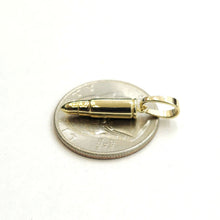 Load image into Gallery viewer, New 14k yellow gold 3D bullet pendant charm military gift fine jewelry 2g
