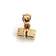 Load image into Gallery viewer, 14k yellow Gold tiny 3D double dice Pendant charm gamble Vegas fine jewelry 1.9g
