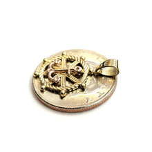 Load image into Gallery viewer, 14k Two Tone Gold tiny Boat Wheel Anchor Nautical Sailor Pendant jewelry 1.7g
