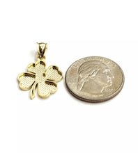 Load image into Gallery viewer, New 10k yellow Gold clover leaf lucky Pendant fine gift jewelry diamond cut 2g
