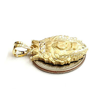 Load image into Gallery viewer, 14k yellow Gold lion head face crown Leo zodiac Pendant charm fine jewelry 4.2g
