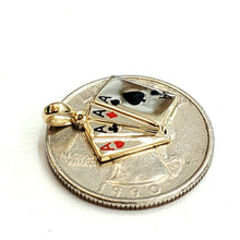 Load image into Gallery viewer, 14k yellow solid Gold playing cards Pendant charm casino jewelry unisex 1.7g

