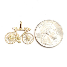Load image into Gallery viewer, 14k Gold bicycle Pendant charm double sided sport biker gift fine jewelry 1.5g
