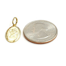 Load image into Gallery viewer, New 14k solid yellow gold oval saint Christopher pendant charm fine jewelry 1.5g
