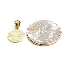 Load image into Gallery viewer, New 14k yellow Gold tiny round seven wishes Long Life Pendant charm jewelry 1.2g
