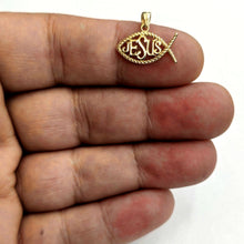 Load image into Gallery viewer, 14k yellow gold Ichthus Fish Jesus pendant charm religious fine jewelry 1g
