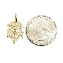 Load image into Gallery viewer, 14k yellow Gold RN caduceus medical sign nurse Pendant charm fine jewelry 0.9g
