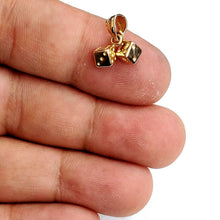 Load image into Gallery viewer, 14k yellow Gold tiny 3D double dice Pendant charm gamble Vegas fine jewelry 1.9g
