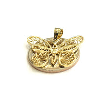 Load image into Gallery viewer, New 14k yellow Gold butterfly Pendant charm filigree gift fine jewelry 2.4g
