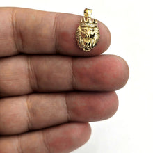 Load image into Gallery viewer, Real 14k yellow Gold tiny lion head face crown Leo zodiac Pendant charm 1.4g
