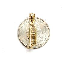 Load image into Gallery viewer, 14k yellow Gold 3D solid trumpet Pendant charm gift instrument fine jewelry 1.3g

