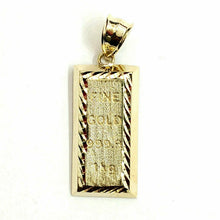 Load image into Gallery viewer, 10k Yellow Gold 999.9 fine gold bar brick bar Pendant charm diamond cut 2.4g
