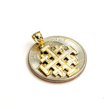 Load image into Gallery viewer, 14k Yellow gold Jerusalem Cross medal pendant charm religious fine jewelry 1.3g
