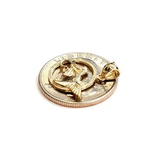 Load image into Gallery viewer, New 14k yellow Gold Hummingbird flower Pendant charm fine gift jewelry 1.5g
