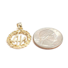 Load image into Gallery viewer, 14k yellow Gold Narcotics Anonymous circle NA Symbol Pendant fine jewelry 3.2g
