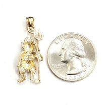 Load image into Gallery viewer, New 14k yellow Gold solid Devil Pitchfork Pendant charm Gift fine jewelry 3.3g
