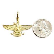 Load image into Gallery viewer, 18k yellow gold Farvahar Faravahar Persian Ahoura Mazda Zoroastrian pendant 4.8g
